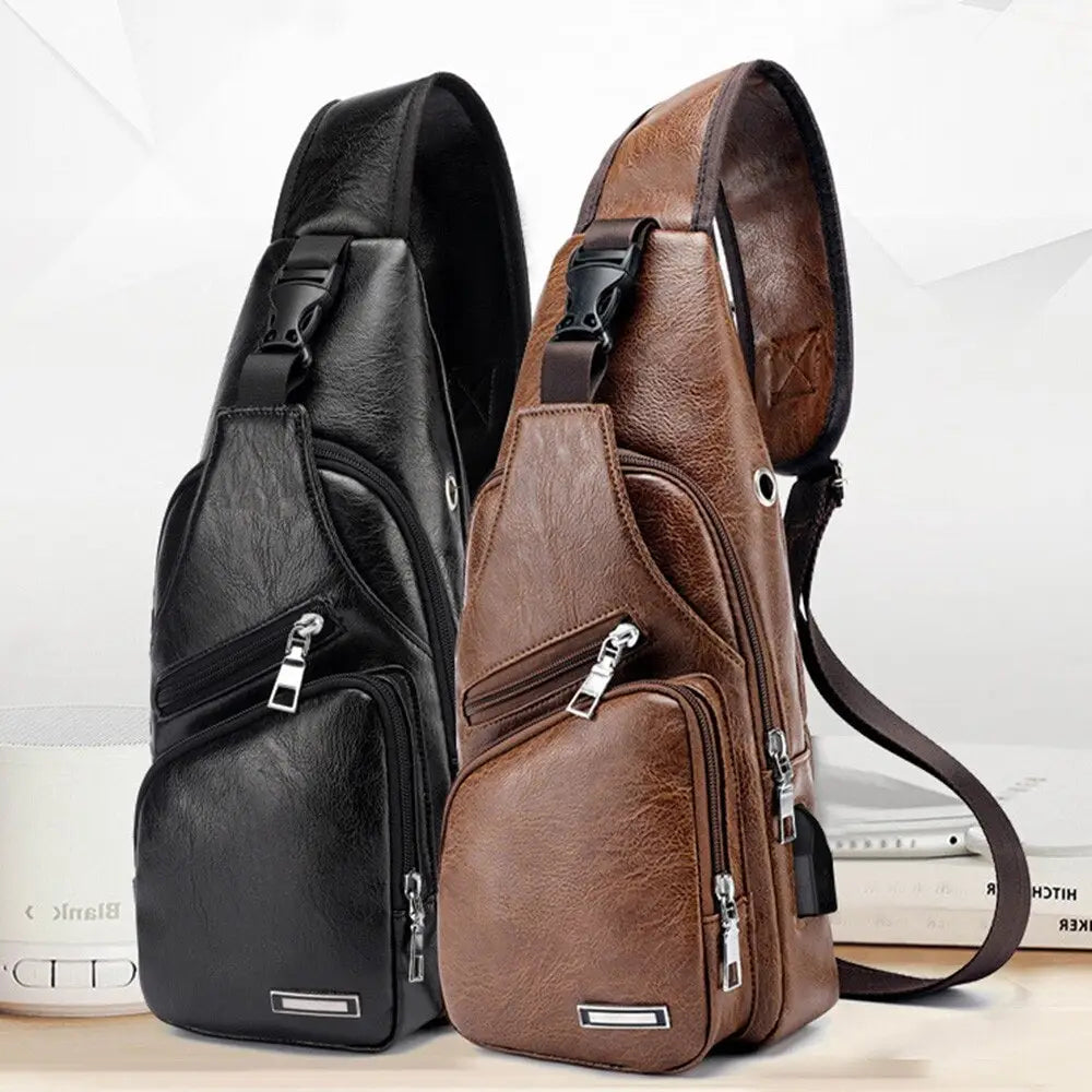 Men Travel Cross Body USB Charging Bag