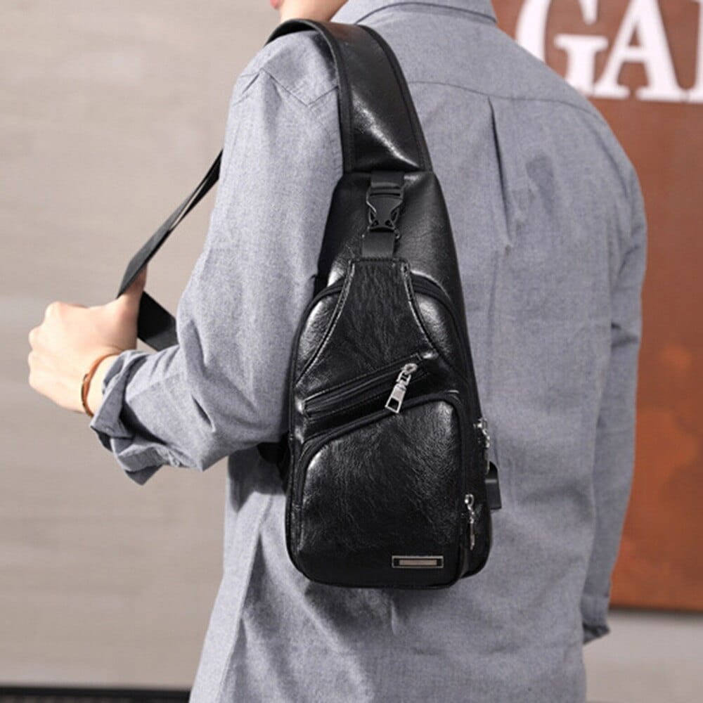 Men Travel Cross Body USB Charging Bag