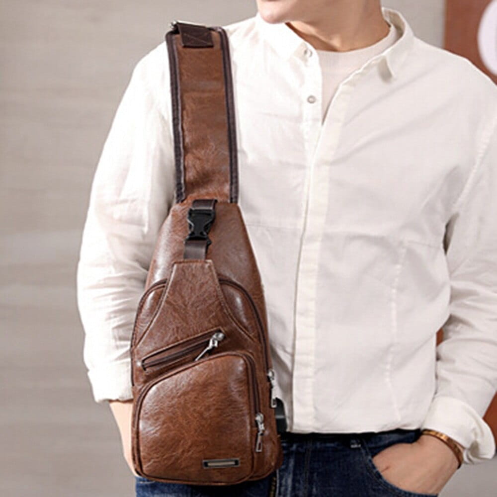 Men Travel Cross Body USB Charging Bag