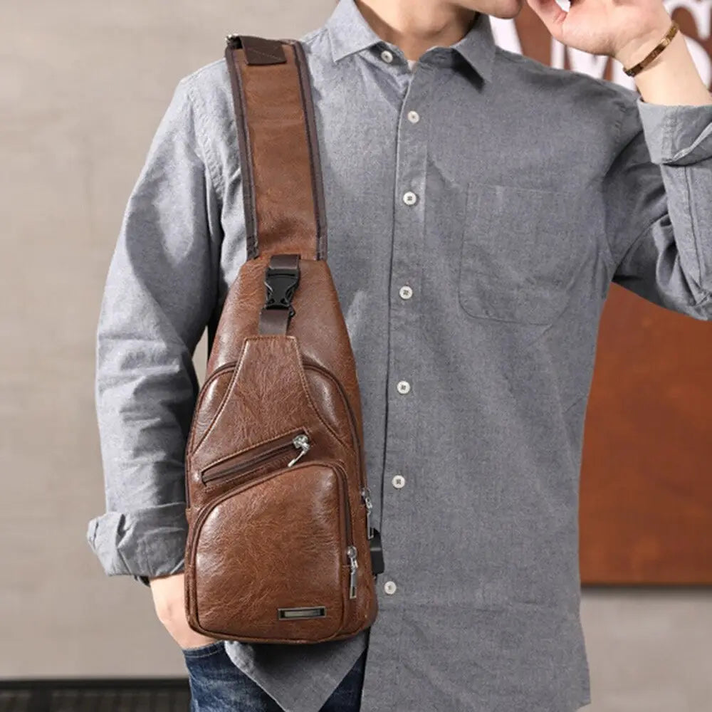 Men Travel Cross Body USB Charging Bag