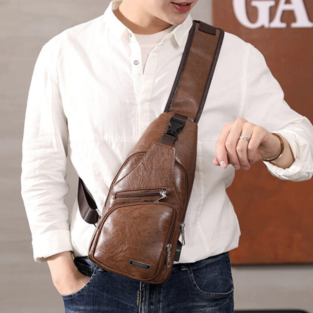 Men Travel Cross Body USB Charging Bag