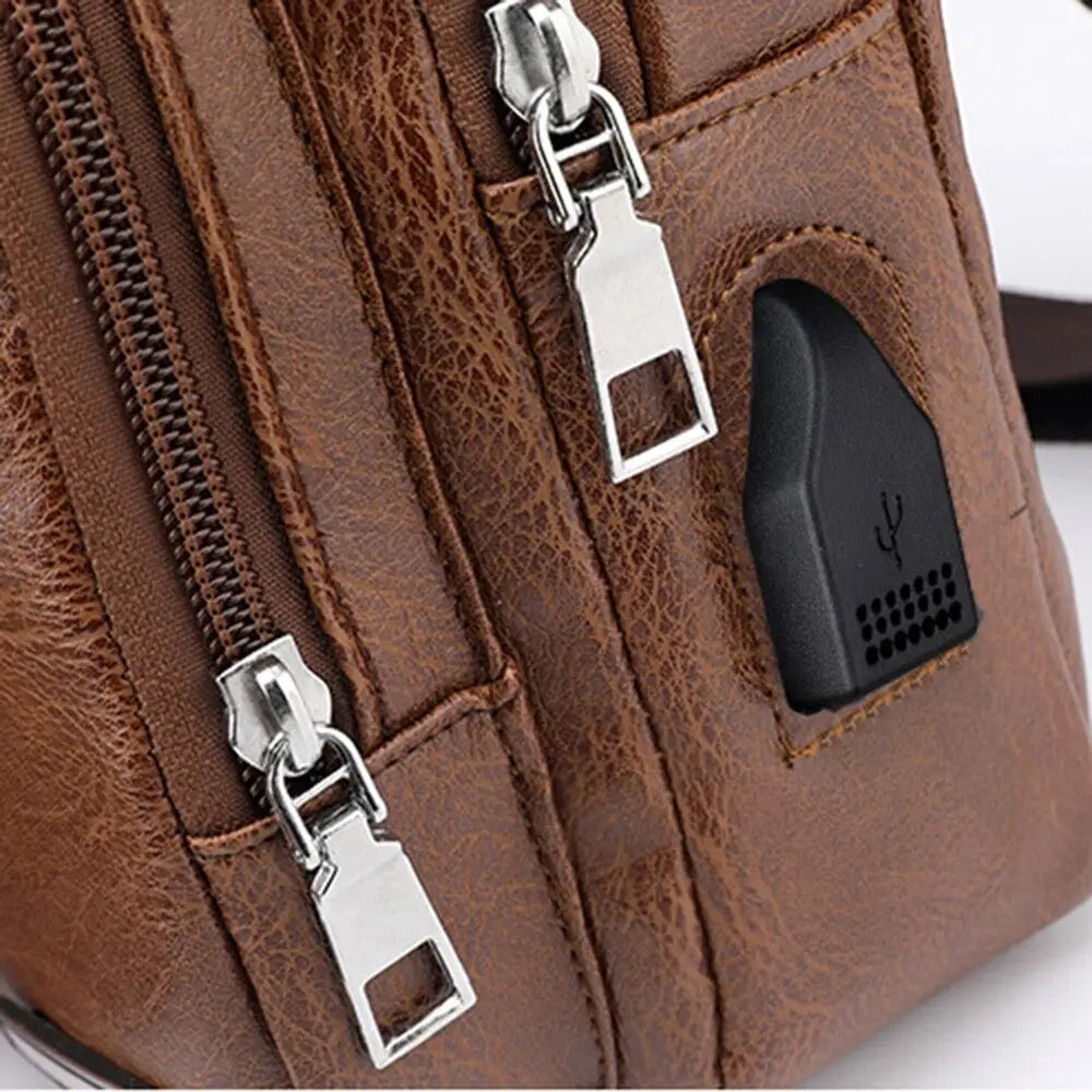 Men Travel Cross Body USB Charging Bag